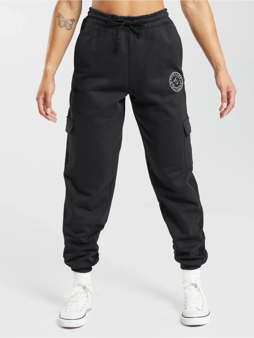 Gymshark Black Joggers with White Crest Logo